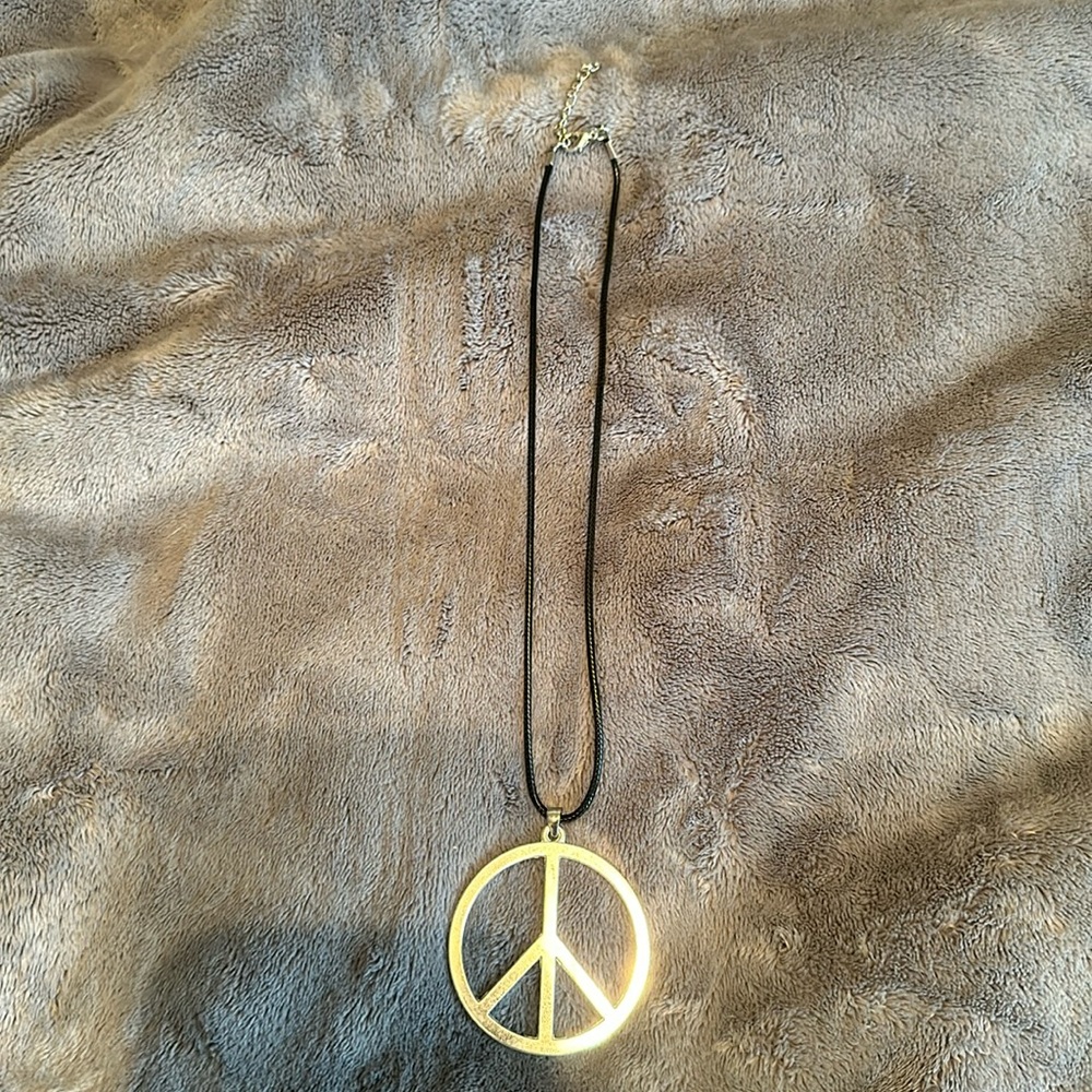 Peace necklace with black chain